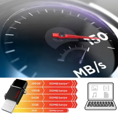 SanDisk SDDD2-064G-GAM46 USB 3.0/Micro-USB Bellek