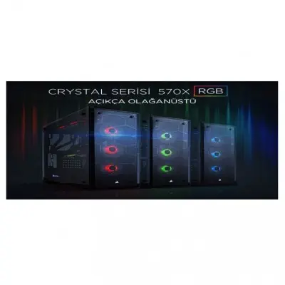  Corsair Crystal Serisi 570X RGB ATX Midi Tower Kasa - CC-9011110-WW 