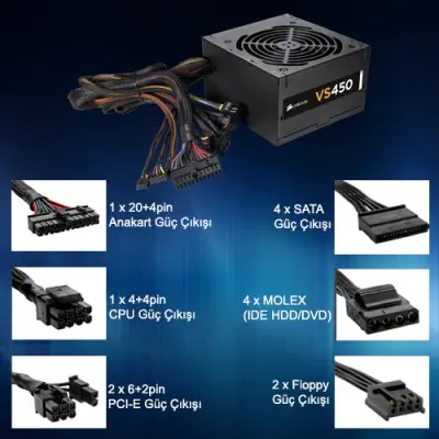 Corsair VS Serisi VS450 CP-9020170-EUPower Supply