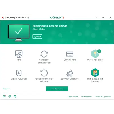 Kaspersky Total Security 2017 Türkçe 3 Kullanıcı 1 Yıl