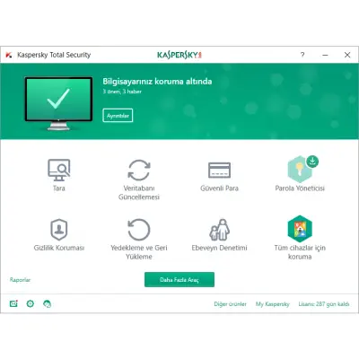 Kaspersky Total Security  2017 Türkçe 3 Kullanıcı 1 Yıl