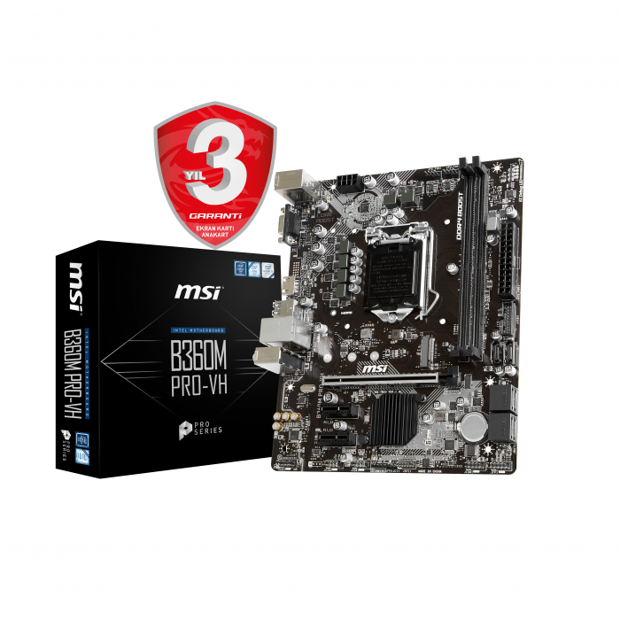 Msi B360M PRO-VH Intel B360 Soket 1151 DDR4 2666MHz DDR4 USB3.1 mATX 8 ...