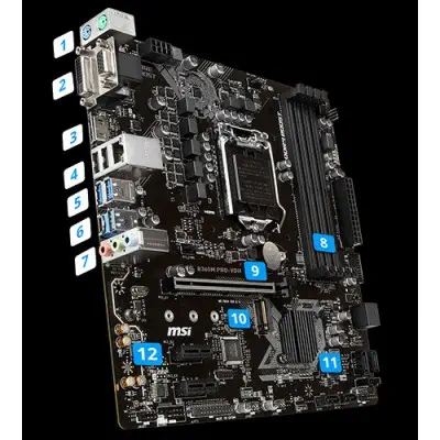 MSI B360M PRO-VDH mATX Gaming(Oyuncu) Anakart