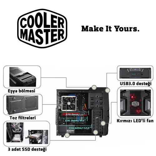 Cooler Master RC-K380-KWA700-B2 Gaming Kasa