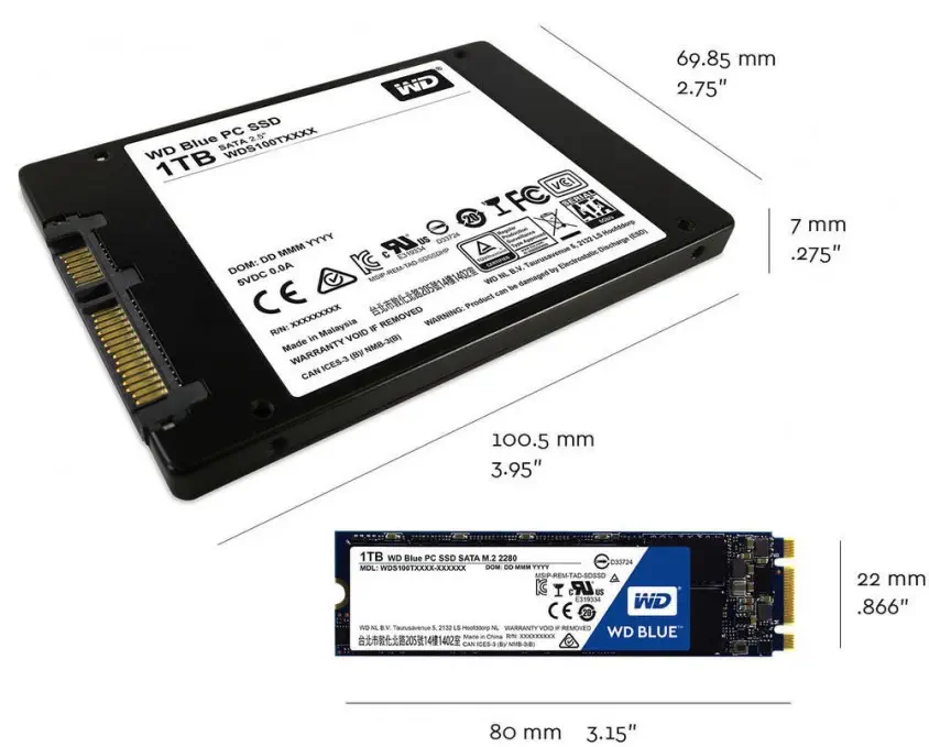 WD Blue 1TB M.2 SSD Disk- WDS100T2B0B 