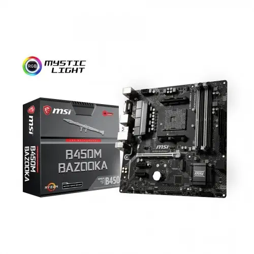 Msi B450M Bazooka AM4 DDR4 AMD B450 Soket AM4 DDR4 DVI HDMI M.2 USB 3.1 mATX Anakart