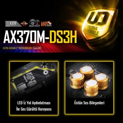 Gigabyte GA-AX370M-DS3H Micro ATX Gaming (Oyuncu) Anakart