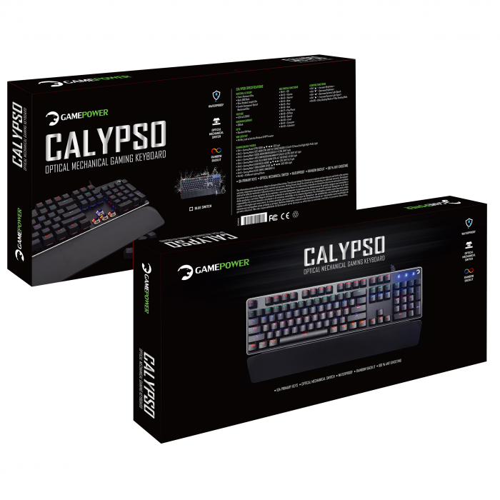 GamePower Calypso Rainbow Optik Mekanik Red Switch English Q Layout USB Gaming Klavye