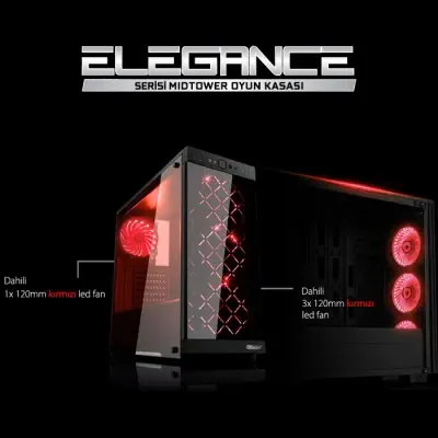 Power Boost Elegance VK-G1006R Mid-Tower Gaming Kasa