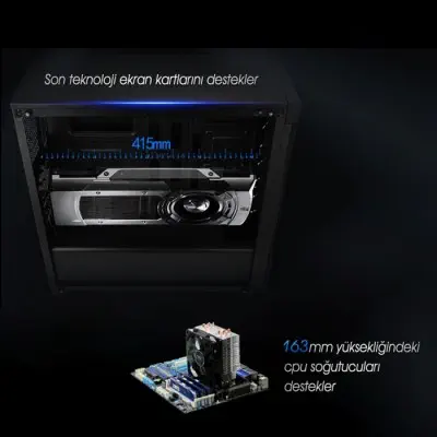 Power Boost Elegance VK-G1006B Mid-Tower Gaming Kasa