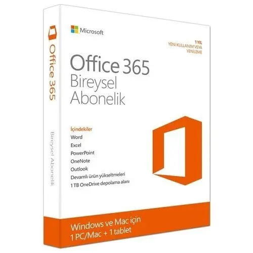 Microsoft Office 365 Bireysel 32/64bit Türkçe Kutu 1 Yıl QQ2-00521