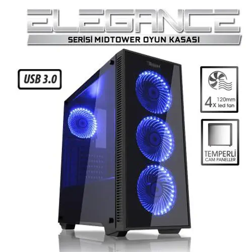 Power Boost Elegance VK-G1007B Mid-Tower Gaming Kasa