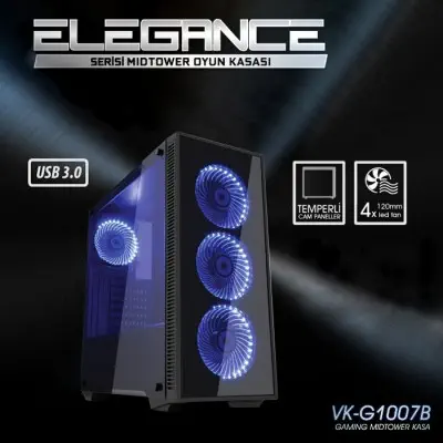 Power Boost Elegance VK-G1007B Mid-Tower Gaming Kasa
