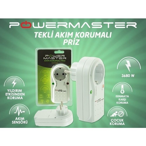 Powermaster 16832 Tekli Akım Korumalı Priz