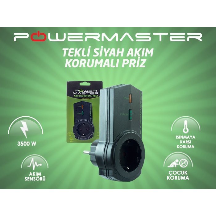 Powermaster PM-16621 Tekli Kablosuz Akım Korumalı Priz