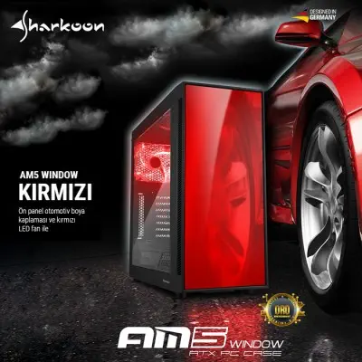 Sharkoon AM5 Window Kırmızı Gaming Kasa