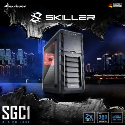 Sharkoon Skiller SGC1 Window Kırmızı Gaming Kasa