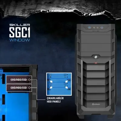 Sharkoon Skiller SGC1 Window Kırmızı Gaming Kasa