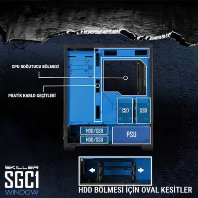 Sharkoon Skiller SGC1 Window Kırmızı Gaming Kasa