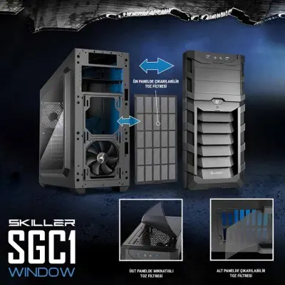 Sharkoon Skiller SGC1 Window Kırmızı Gaming Kasa