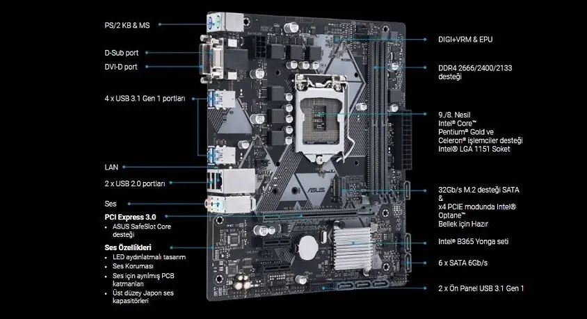 Asus Prime B365M-K mATX Anakart