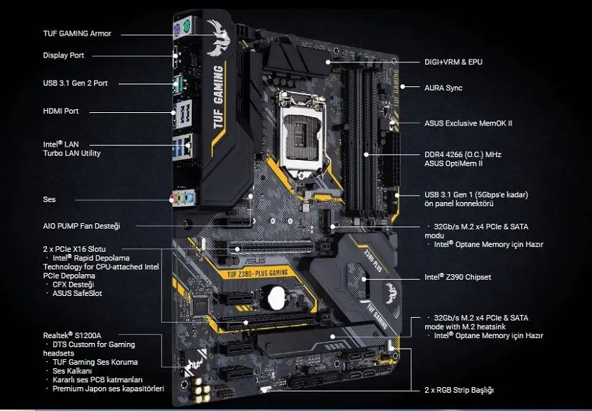 Asus Tuf Z390-Plus ATX Gaming (Oyuncu) Anakart