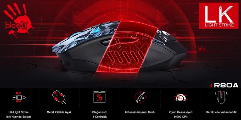 Bloody R80A Siyah Kablosuz Gaming Mouse