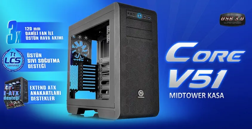 Thermaltake Core V51 CA-3C6-75M1WE-00 Mid-Tower Gaming Kasa