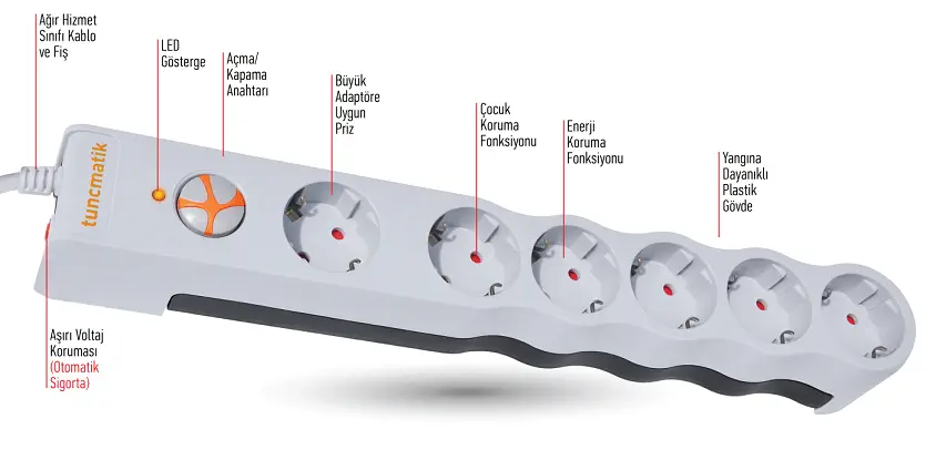 Tunçmatik TSK6056 PowerSurge 6 Akım Korumalı Priz