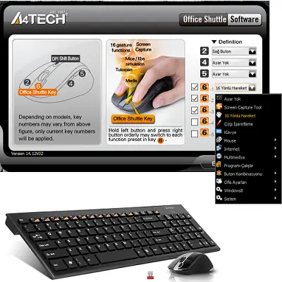 A4 Tech 9500F Kablosuz Klavye Mouse Set