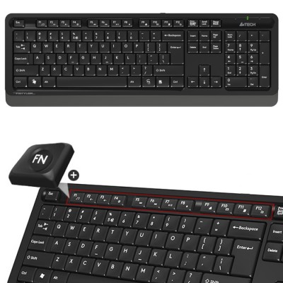 A4 Tech FG1010 USB TR Q Gri Kablosuz Klavye Mouse Set