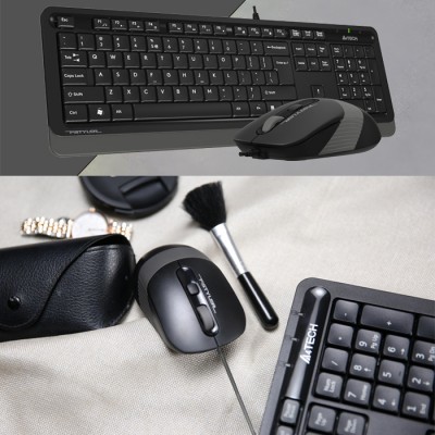 A4 Tech F1010 Gri Kablolu Klavye Mouse Set