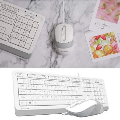 A4 Tech F1010 Beyaz Kablolu Klavye Mouse Set