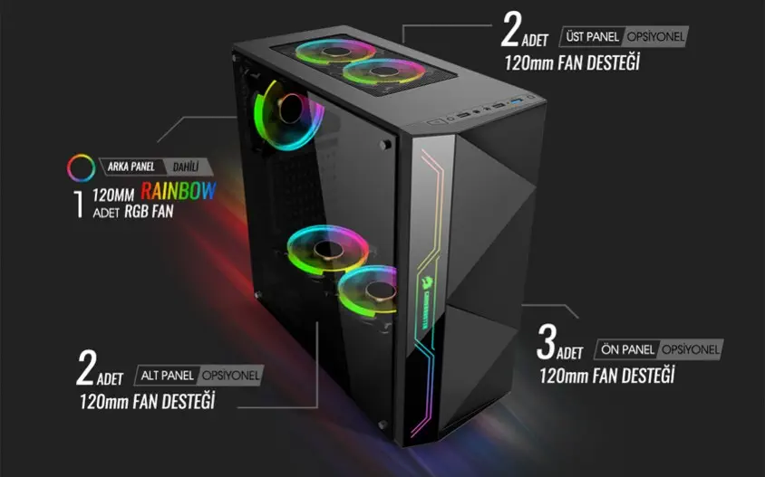 GameBooster GB-G3605B Mid-Tower Gaming Kasa
