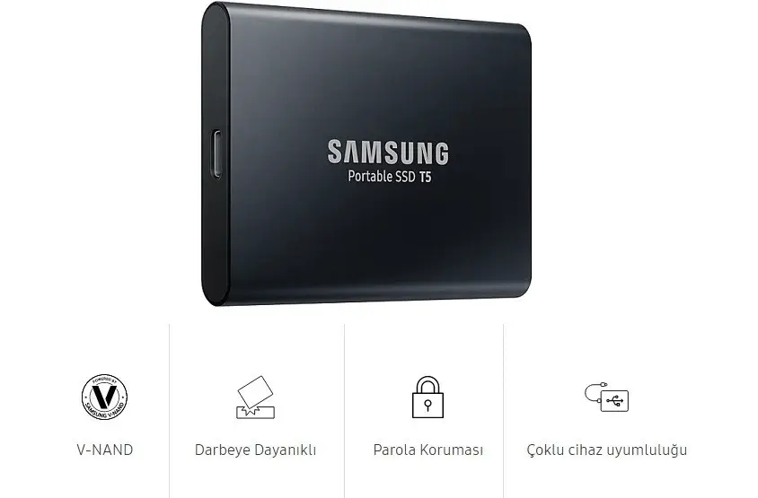 Samsung T5 MU-PA2T0BWW 2TB Taşınabilir SSD Disk