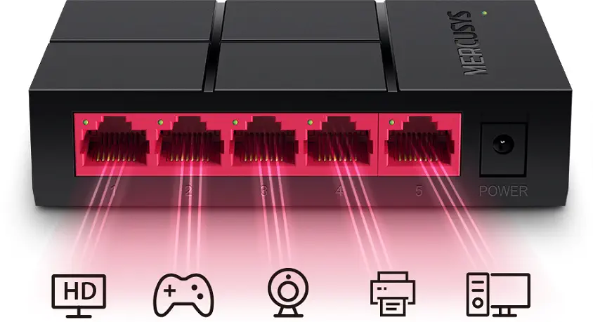 Mercusys MS105G 5 Port 10/100/1000 Mbps Yönetilemez Switch