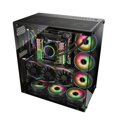 GamePower WARCRY  ATX 6*ARGB Sessiz Fan 750W 80+ Bronz Dahili PSU`lu Temper Cam Gaming RGB Kontrolcüsü ve Uzaktan Kumanda Kasa 