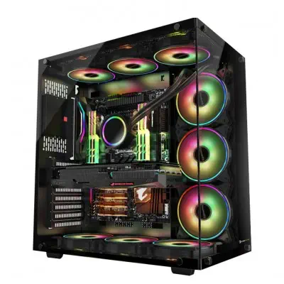 GamePower WARCRY ATX 6*ARGB Sessiz Fan 750W 80+ Bronz Dahili PSU`lu Temper Cam Gaming RGB Kontrolcüsü ve Uzaktan Kumanda Kasa