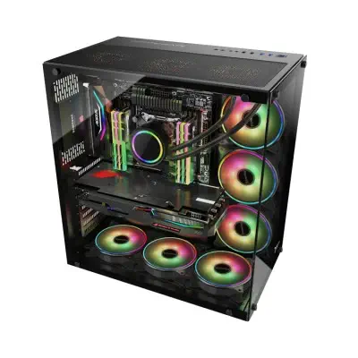 GamePower WARCRY  ATX 6*ARGB Sessiz Fan 750W 80+ Bronz Dahili PSU`lu Temper Cam Gaming RGB Kontrolcüsü ve Uzaktan Kumanda Kasa 