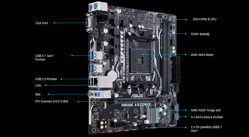Asus Prime A320M-F Gaming Anakart