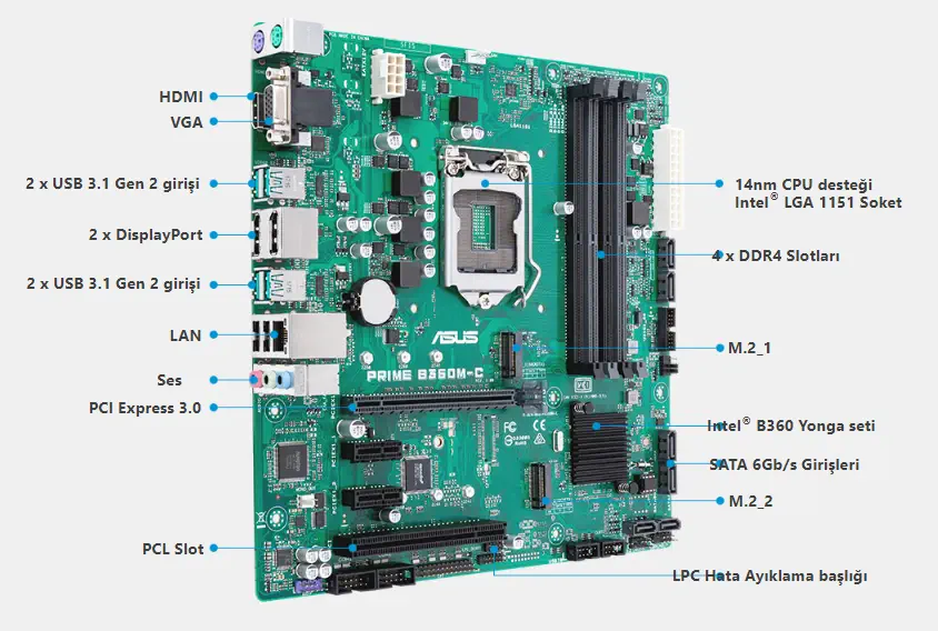 Asus Prime B360M-C/CSM Anakart