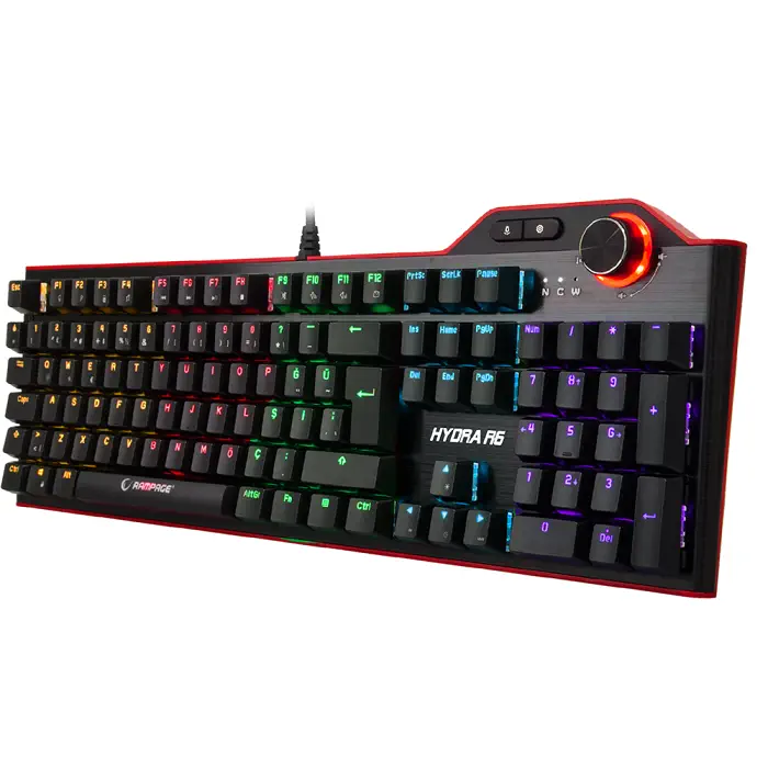 Rampage Hydra R6 Full Color RGB LED Mekanik Gaming Klavye