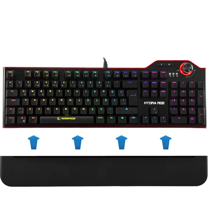 Rampage Hydra R6 Full Color RGB LED Mekanik Gaming Klavye