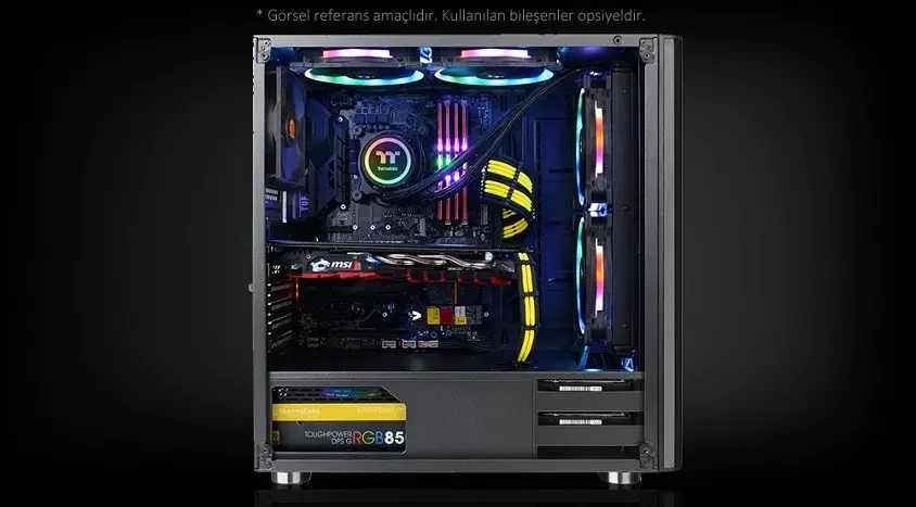 Thermaltake V200TG CA-1K8-00M1WN-01 USB 3.0 Midi Tower RGB Temperli Gaming (Oyuncu) Kasa 