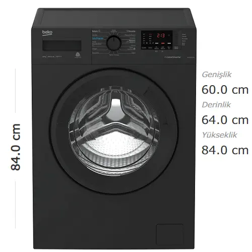 Beko BK 10121 DA A+++ 1200 Devir 10 kg Siyah Çamaşır Makinesi