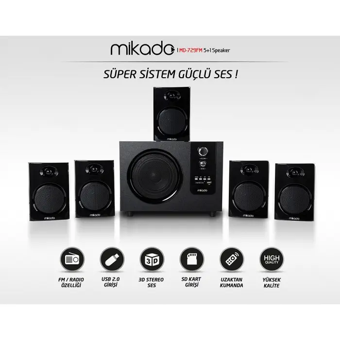 Mikado MD-729FM 5+1 Multimedia Speaker
