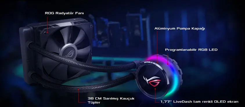 Asus RROG RYUO 120 120mm Aura Sync RGB CPU Sıvı Soğutma Sistemi