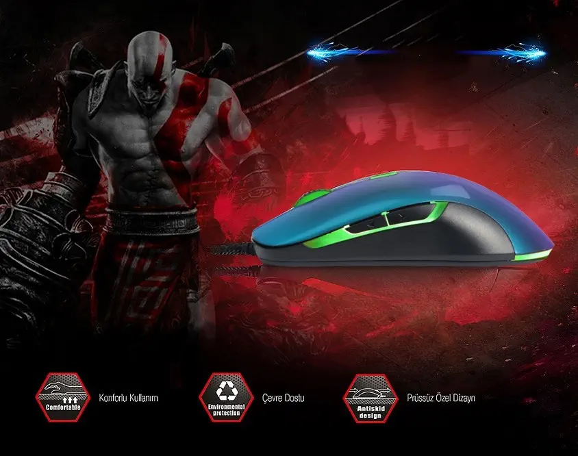 Everest Rampage SMX-R10 Makrolu Oyuncu Mouse Mavi