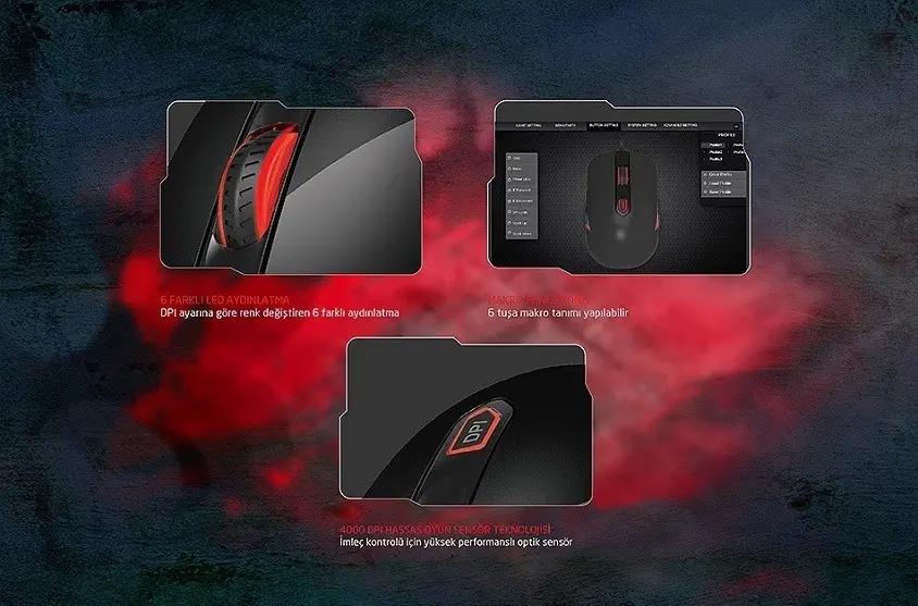 Everest Rampage SMX-R10 Makrolu Oyuncu Mouse Mavi