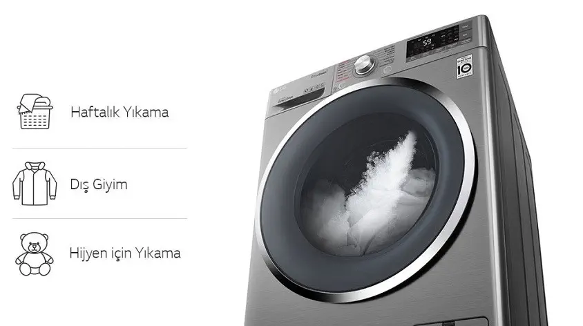 LG F4J9VHP2TD  TwinWash 1400 Devir 9 Kg Yıkama / 5 Kg Kurutma Çamaşır Makinesi Inox